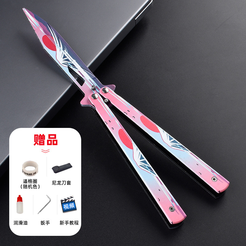 All-steel professional folding butterfly knife, uncut butterfly practice toy knife, safety CSGO peripheral, fancy swing hand knife undefined