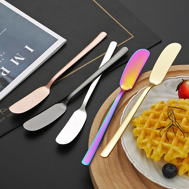 304 stainless steel Korean-style long-handled butter knife, baking cheese spatula, bread jam knife, butter knife, cheese scraper details Picture