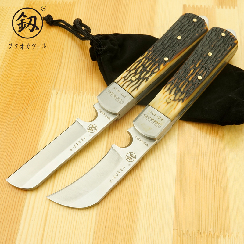Fukuoka manganese steel straight and curved edge electrician's knife, folding knife, cable knife, cable stripping knife, wire stripping FO-4020 Specification drawing