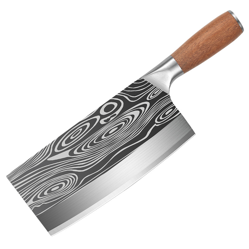 The manufacturer sells a dual-purpose Damask grain female family solid wood slicing and bone-cutting knife with a handle made of rosewood Item Picture
