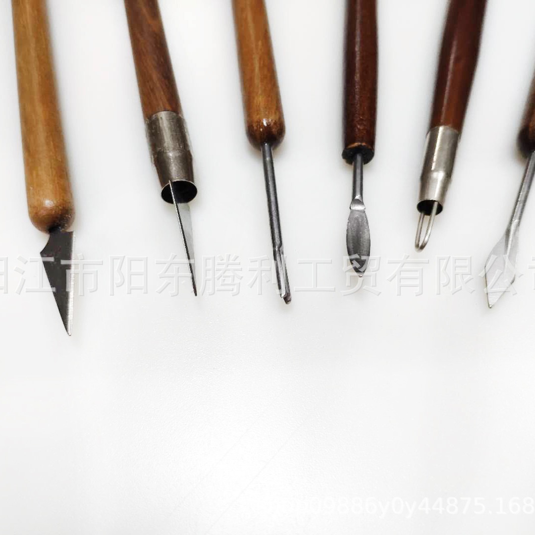 12-piece set of Halloween PP plastic wooden handle carving tools, pumpkin fruit carving knife, creative stainless steel Item Picture
