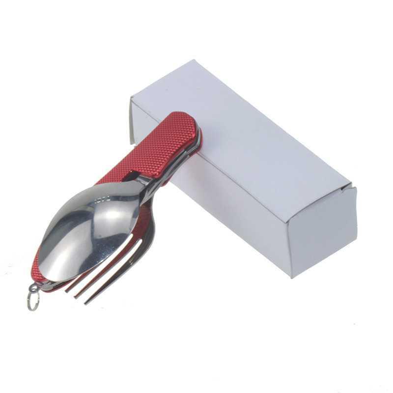 A variety of portable foldable and storable stainless steel knives, forks, spoons, outdoor multi-purpose camping tableware and creative picnic tools Application Scenario