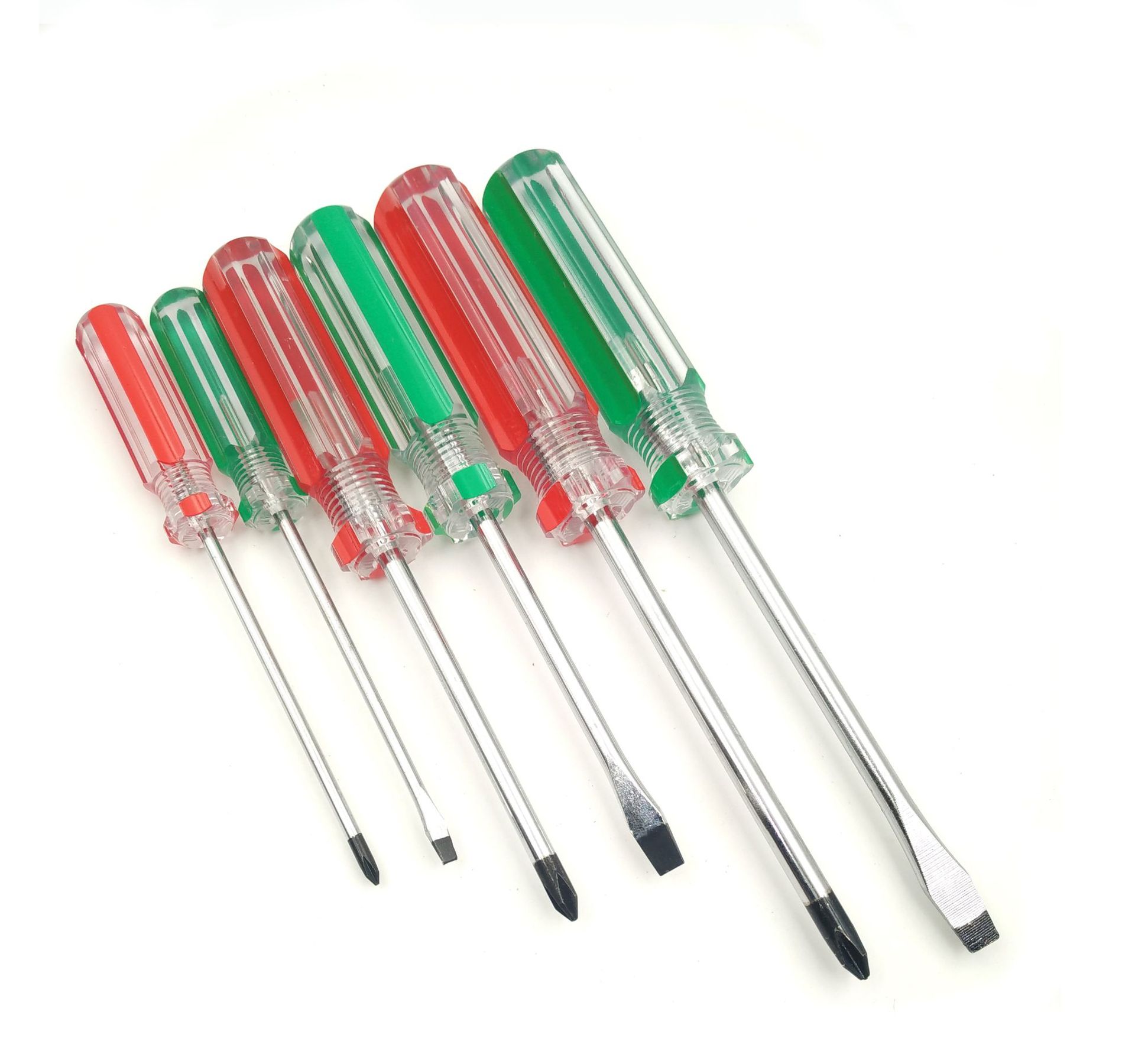 Double-color striped screwdriver, crystal cross flat-head mini transparent screwdriver, screwdriver cone modification factory direct sales Item Picture