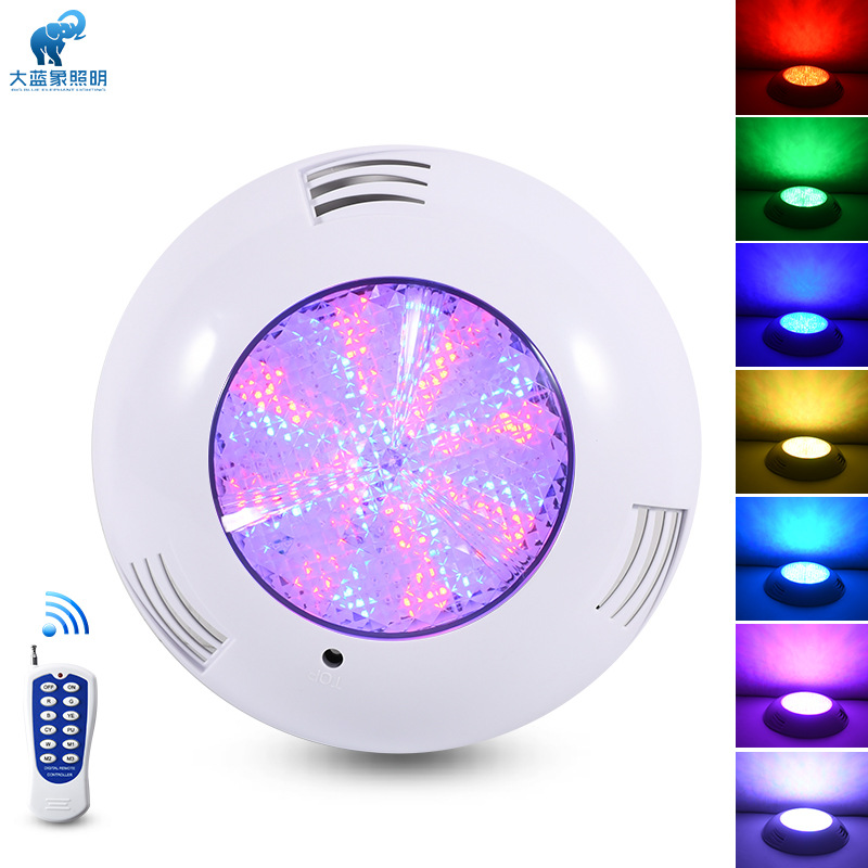Cross-border exclusive outdoor waterproof led swimming pool light, 12v seven-color remote control underwater light, pool wall-mounted landscape light full figure