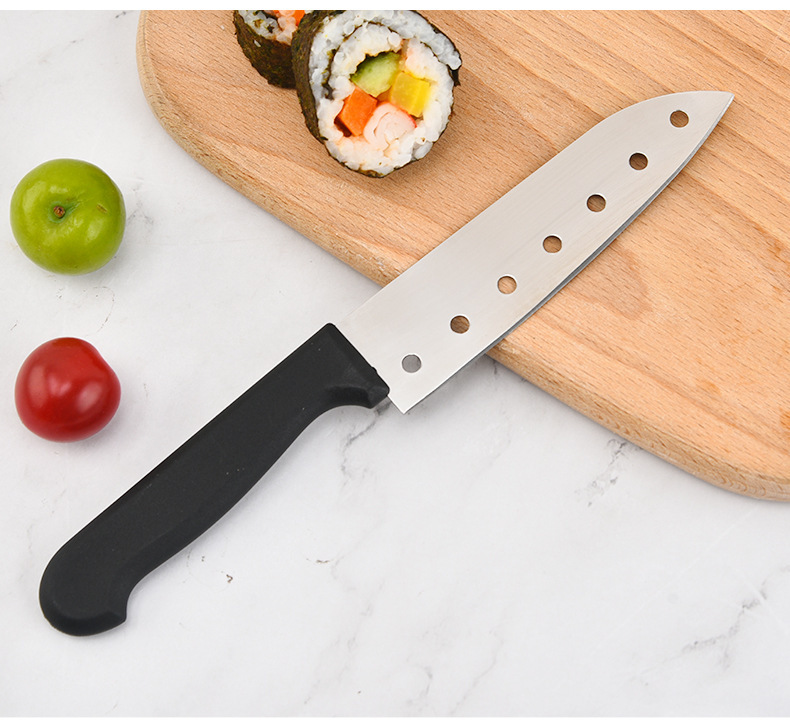 Stainless steel seven-hole sushi knife, Japanese sashimi cooking knife factory in stock, kitchen household set knife Specification drawing