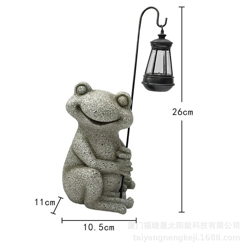 Cross-border frog garden decorative solar lamp, resin animal handicraft statue, outdoor courtyard lawn decorative lamp Item Picture
