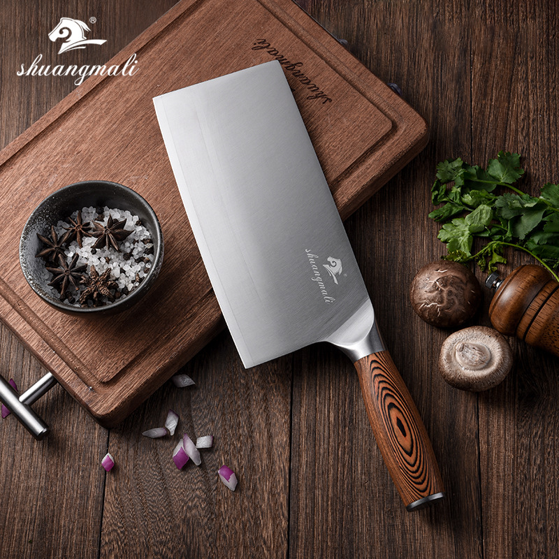 In-stock stainless steel 4CR14 kitchen knives, hotel chef's knives No. 1 and No. 2 mulberry knives, household vegetable slicing and cutting Specification drawing