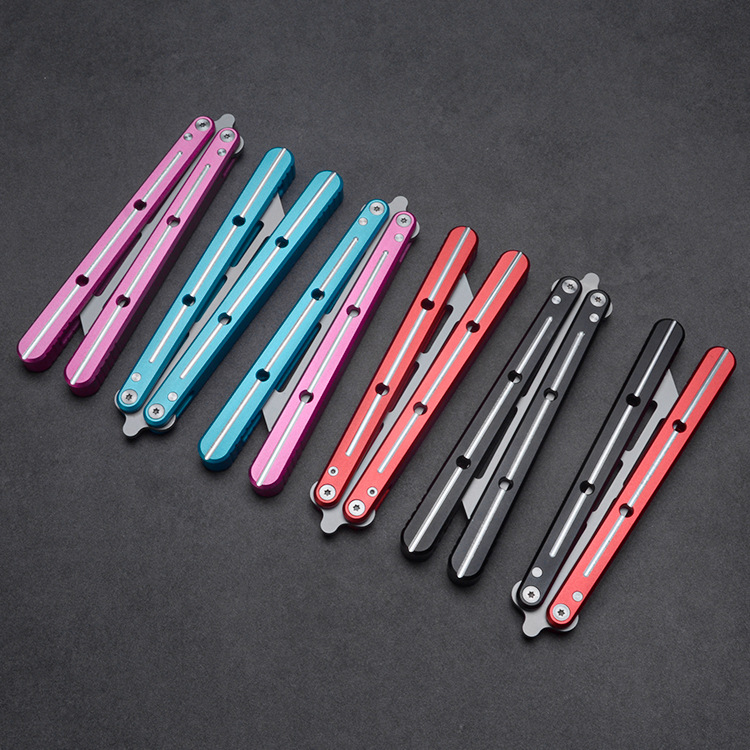 CSGO game Butterfly Knife Folding Knife Play Knife 6 series aluminum handle Cool unsharpened swing knife beginner practice knife details Picture