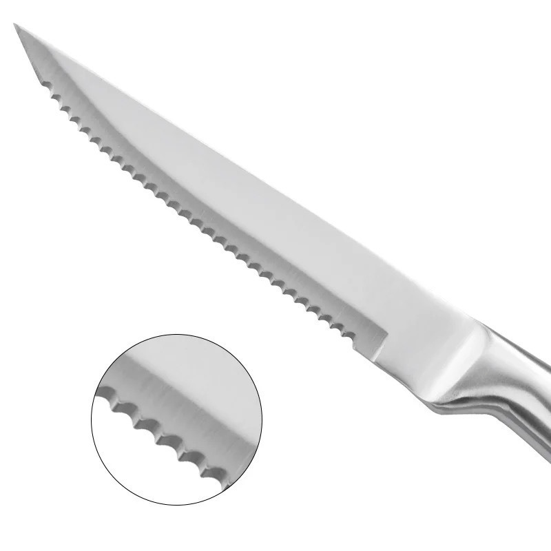 Amazon's best-selling hollow handle stainless steel steak knife, Western dining knife, serrated steak knife, household and hotel Western dining utensils Specification drawing