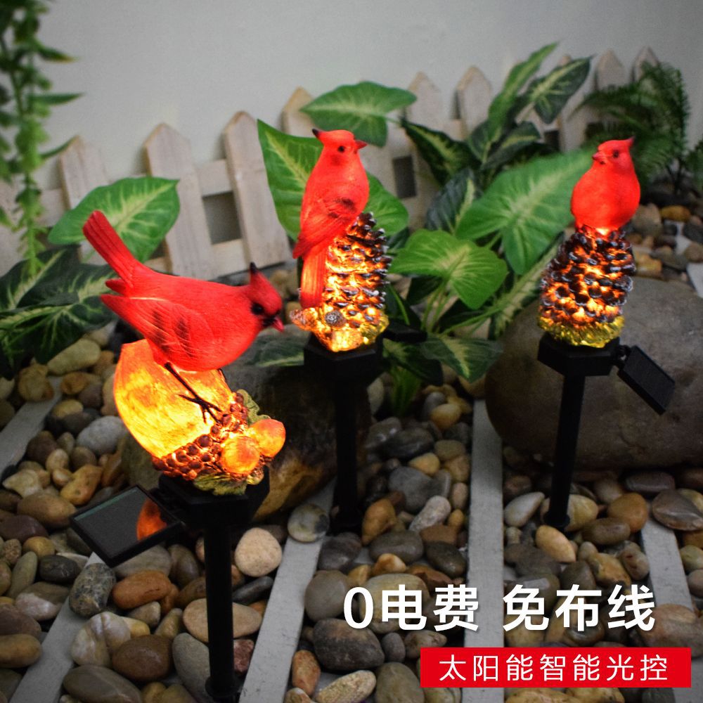 New solar resin garden Christmas bird cartoon courtyard decoration outdoor garden ground insert balcony landscape light details Picture