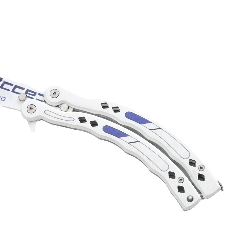 Butterfly Knife csgo Butterfly Swinging Knife Beginner Practice Toy knife Folding portable outdoor knife, all-steel unedged Item Picture