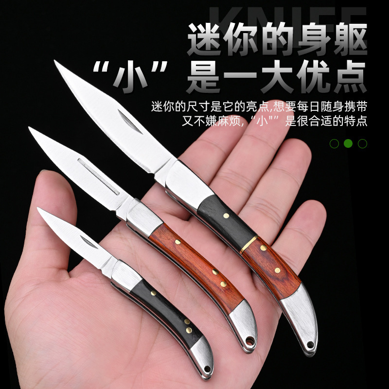 Folding knife, outdoor mini portable stainless steel high-hardness small knife, sharp household fruit knife, camping hardware tools details Picture
