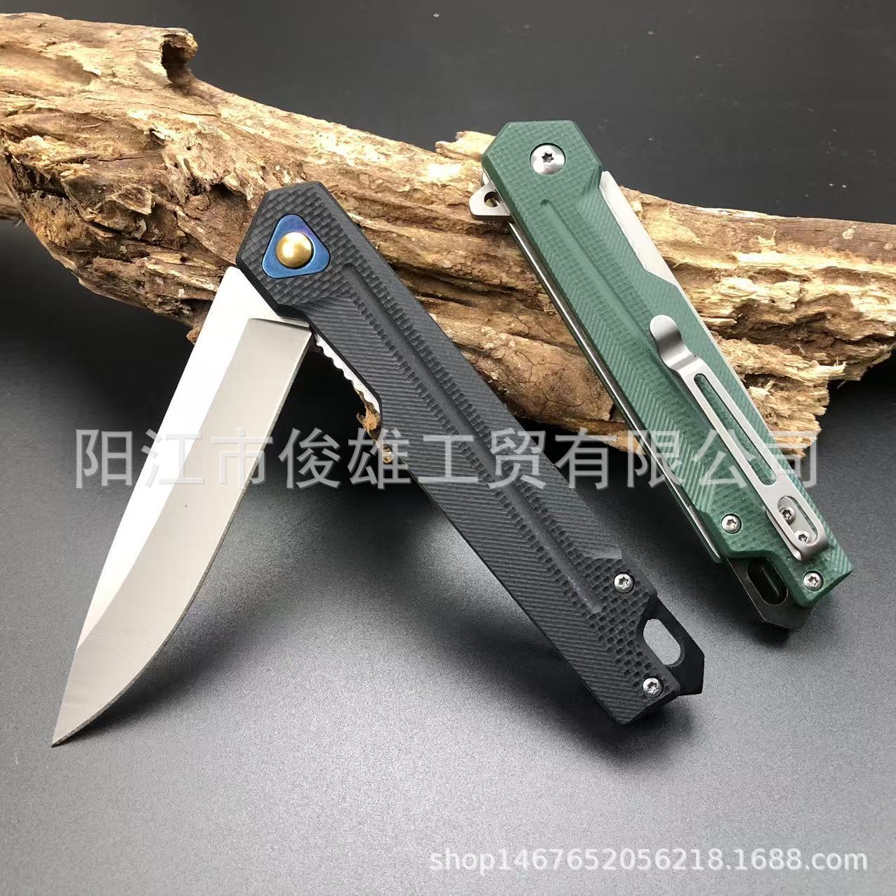 Outdoor knife, camping sharp pocket knife G10 handle, high-quality stainless steel bearing folding knife, camping fruit knife Specification drawing