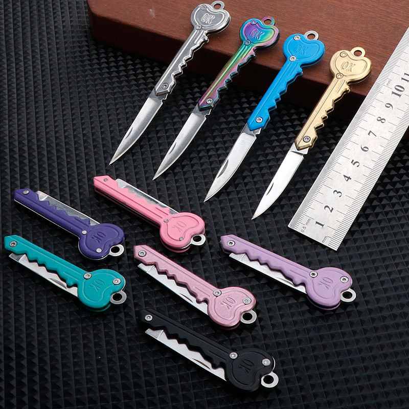 Pocket-sized portable OK key knife, outdoor hiking self-defense gift knife wholesale, AliExpress free gift full figure