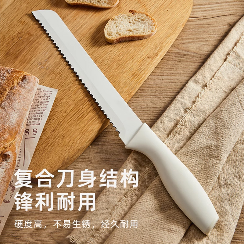 In stock: stainless steel bread knives, ceramic fruit knives, cake knives, ham knives, sharp-toothed watermelon knives, long cheese knives Specification drawing