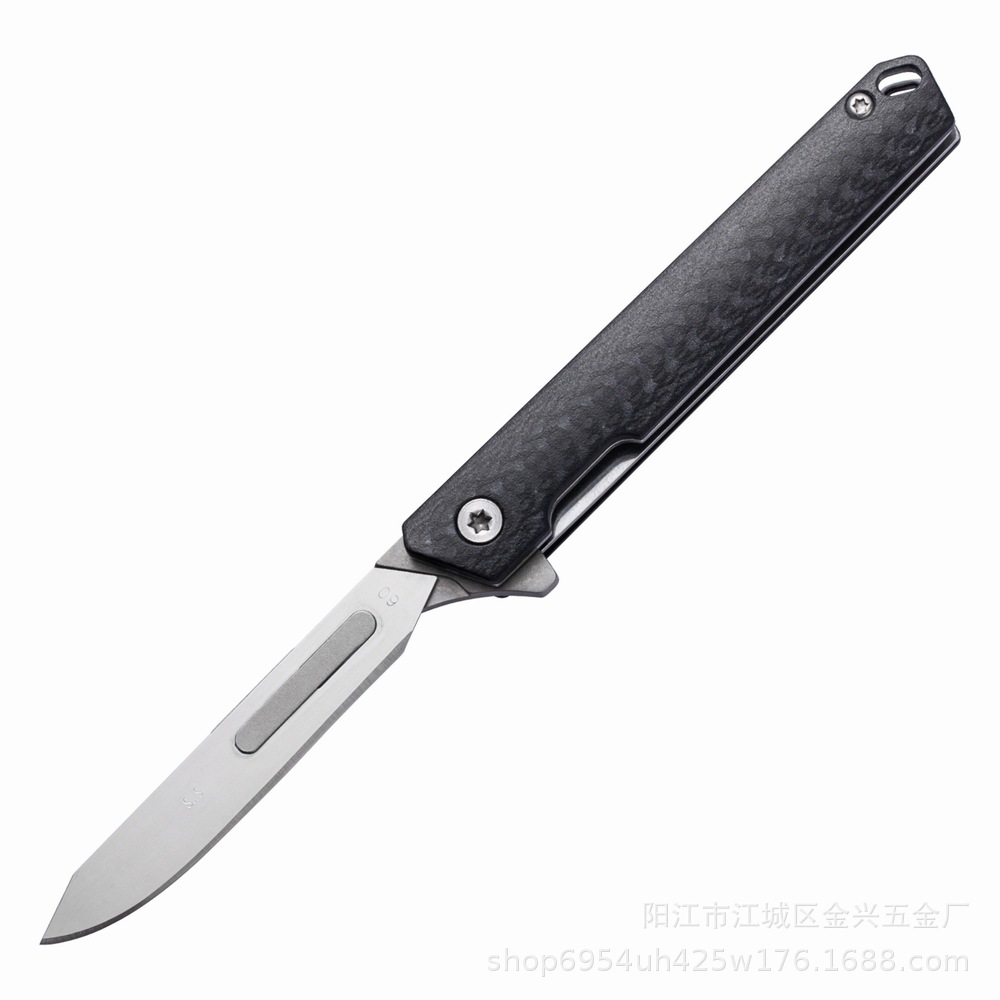 Factory in-stock new folding knife, utility knife, replaceable blade 60 # 440c stainless steel small knife, express knife Item Picture