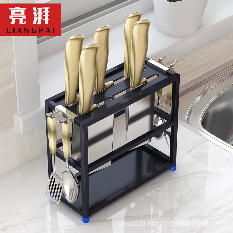 A luxury stainless steel knife rack, kitchen storage rack, large creative knife holder, kitchen knife rack, wall-mounted details Picture