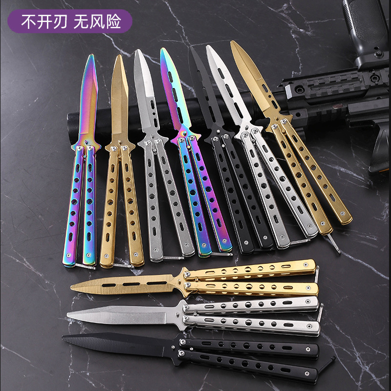 【 Large Quantity at Low Price 】 Butterfly knife, butterfly comb practice knife, folding swing knife, hand training device, all-steel ornamental knife full figure