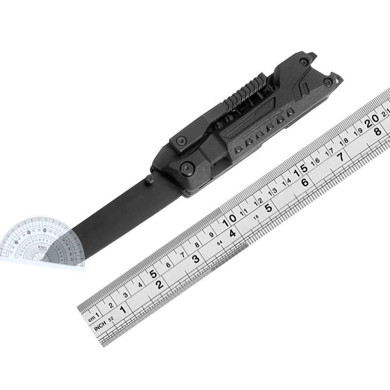 Multi-functional folding knife, outdoor portable knife, camping survival high-hardness folding knife, hardware tools, multi-purpose tactical knife Specification drawing