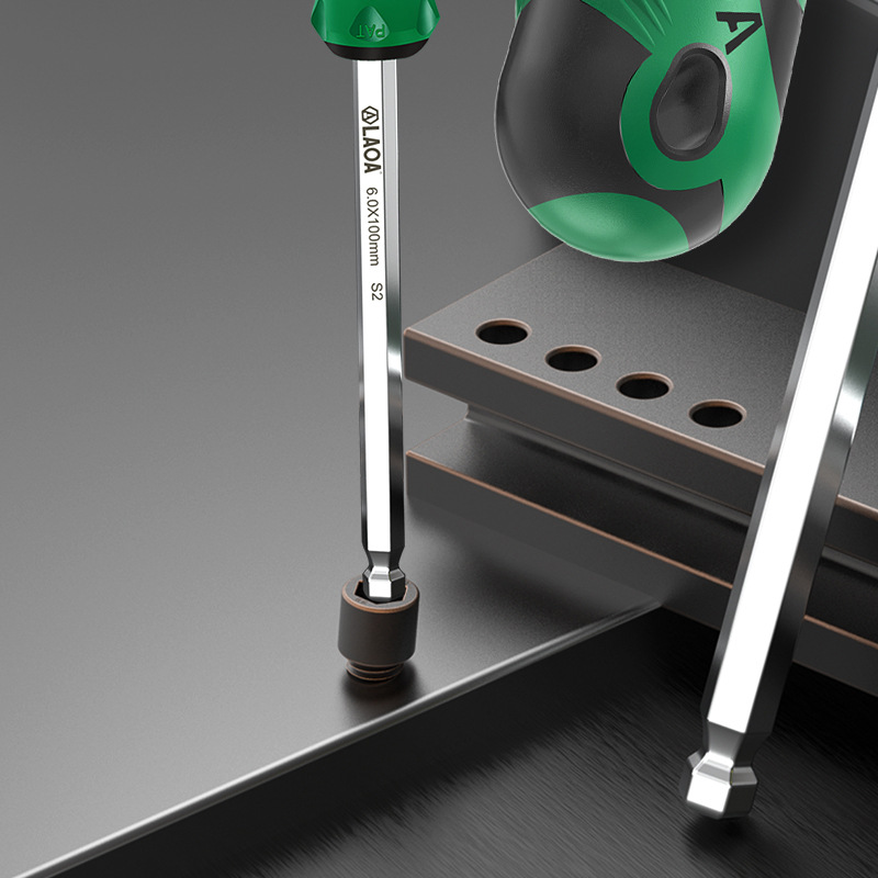 Old A ball head hex socket screwdriver S2 magnetic straight handle round head hex screwdriver 1.5-6.0mm hexagonal screwdriver Item Picture