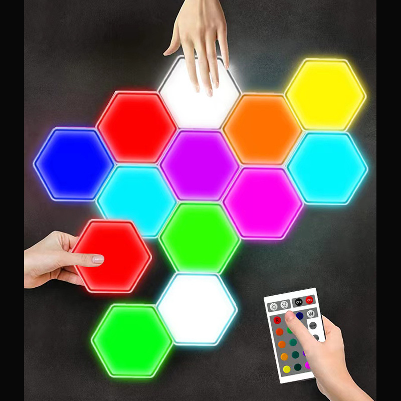 Hexagonal honeycomb light, background wall decorative light, ambient light, wall lamp, touch light, single-control sensor, home decoration night light full figure
