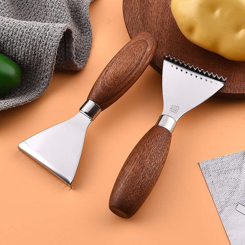 Creative kitchen small tools, small set, wooden handle, stainless steel fish scale, pulp peeling Specification drawing