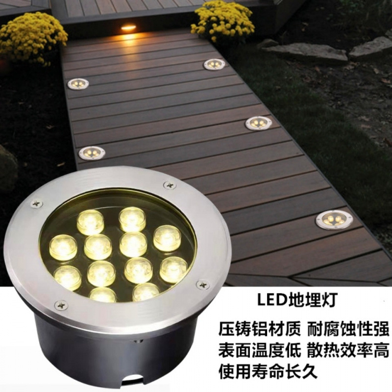 led ground lights, embedded rainproof ground lights, garden community square outdoor landscape park lights, waterproof ground lights details Picture