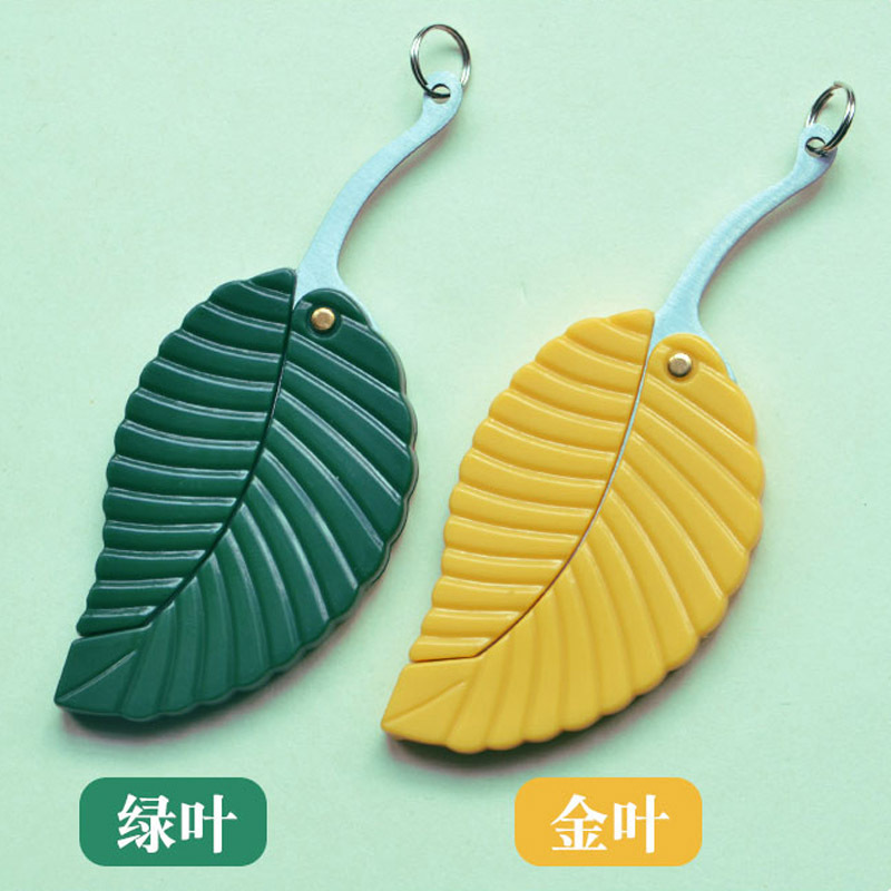 Green leaf knife, leaf knife, leaf knife, creative mini folding knife, stainless steel folding knife, outdoor travel fruit knife details Picture