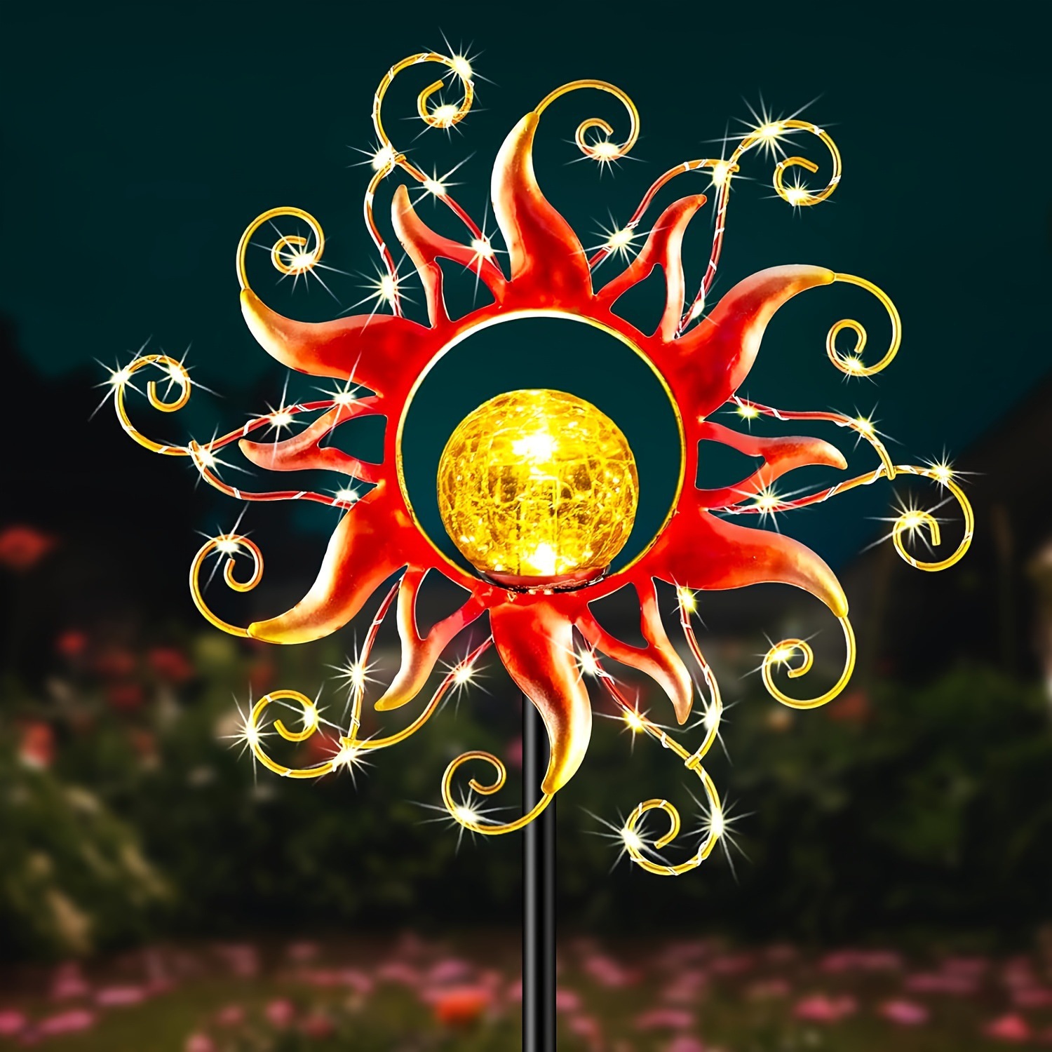 38x12x12 Inch Solar Powered LED Metal Garden Lights with Item Picture