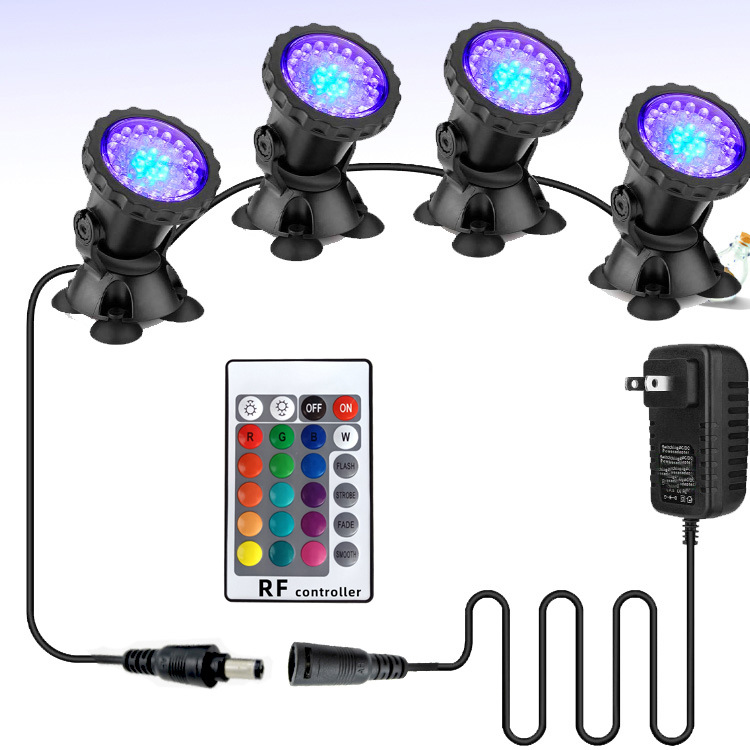 Cross-border multi-color RF remote-controlled diving light, pond spotlight, adjustable seven-color rockery projection light, one-to-four underwater light full figure