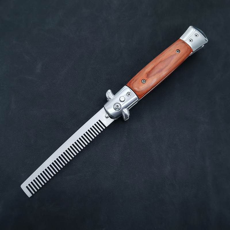 Portable spring comb, American-style oil comb, portable comb, automatic hair styling comb, outdoor pocket comb, ornamental knife undefined