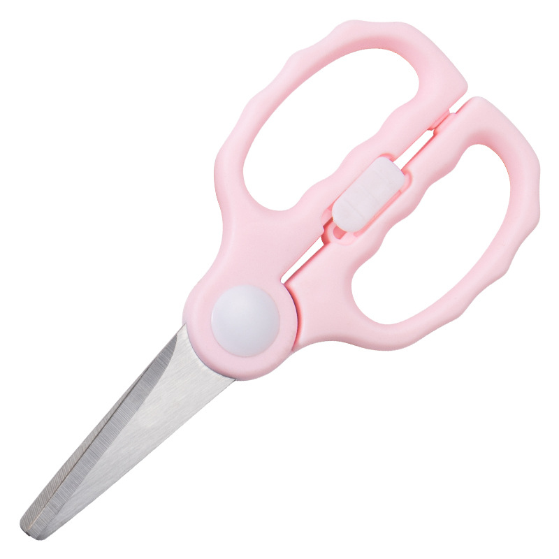 New baby food scissors, stainless steel food scissors, children's safety scissors, suitable for cutting meat and vegetables, portable scissors for takeout Item Picture