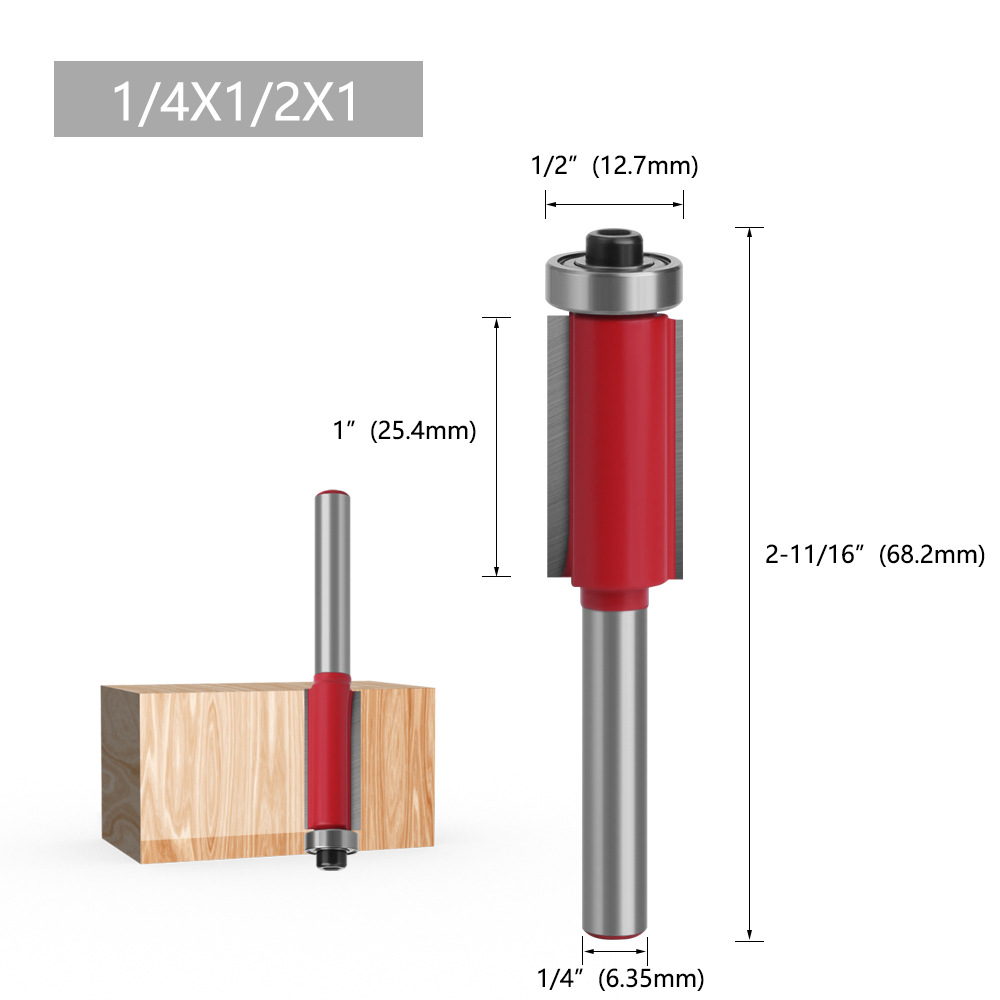 1/4 handle bearing trimming tool, right-angle chamfering tool, edge banding tool, woodworking milling tool undefined