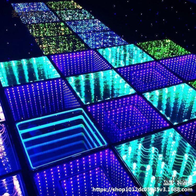 LED mirror 3D abyss floor tile light, bar, KTV, stage, cinema, waterproof full-color luminous, external control sensor, microphone Taibao details Picture