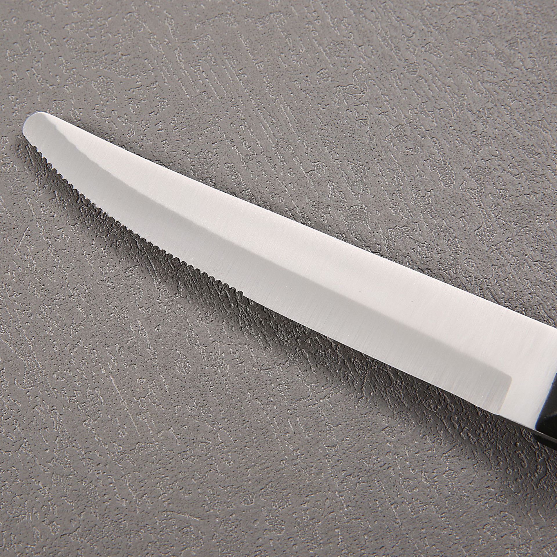In-stock cross-border kitchenware, stainless steel steak and Western tableware, black plastic handle, PP steak knife 6-piece set Specification drawing