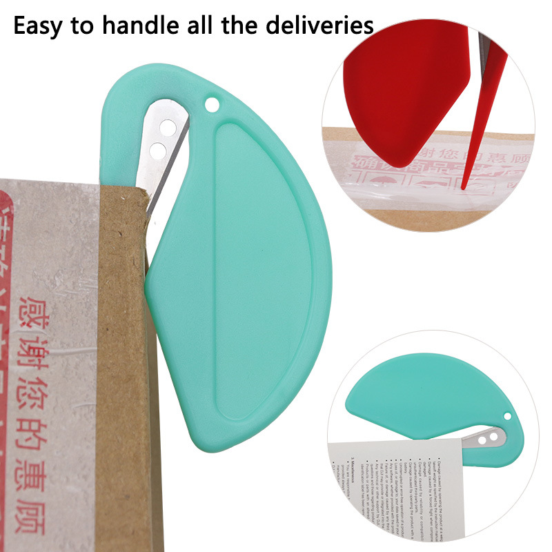 Plastic mini letter opener, envelope opener, paper cutter, utility knife, rope cutter, rubber band cutter, wire blade Application Scenario