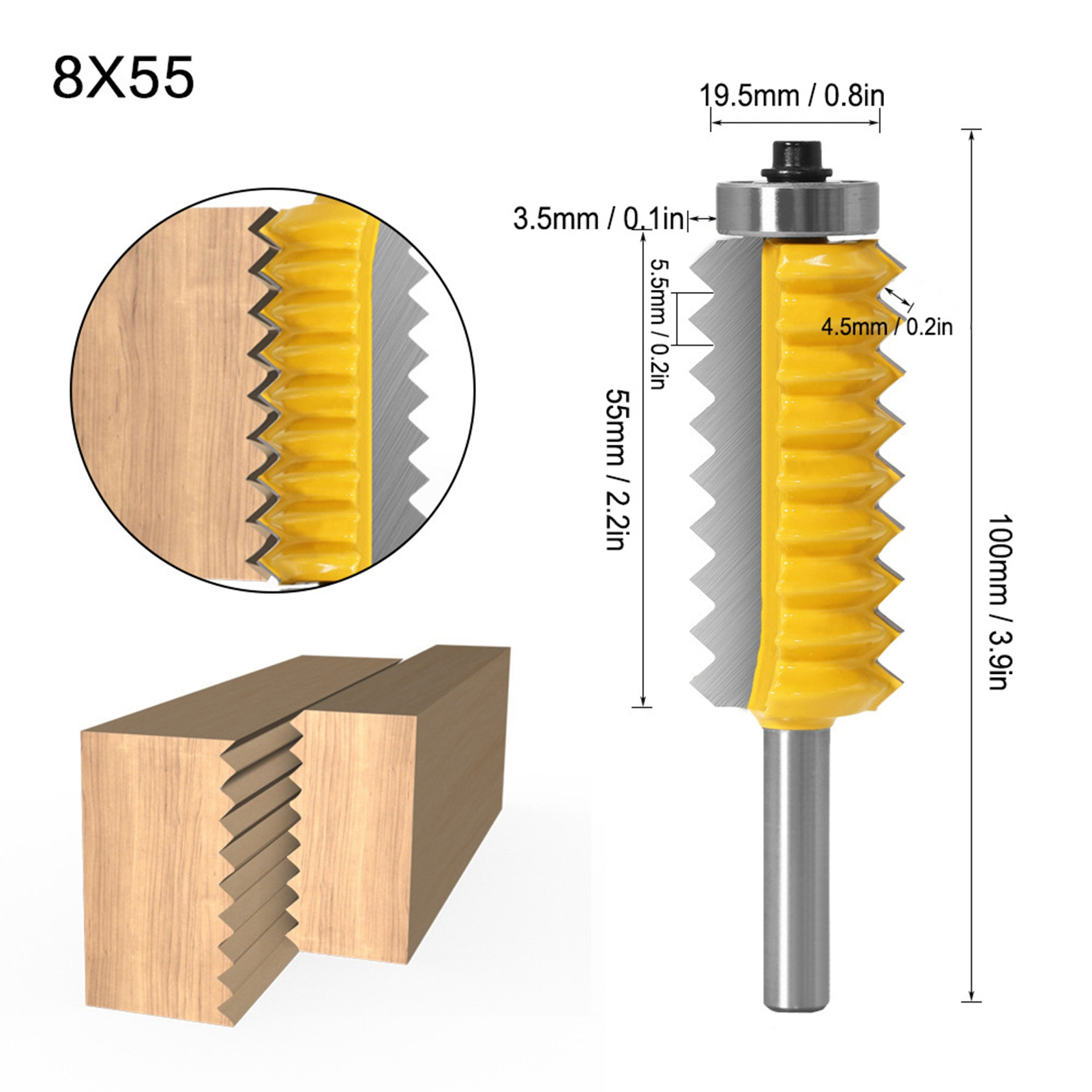 8mm handle multi-tooth tenon knife, woodworking line knife, slotting knife, woodworking milling knife, splicing knife, wavy multi-tooth knife undefined