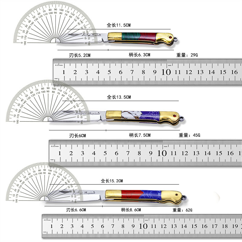 Exotic stainless steel fruit knife, mini brass folding knife, portable knife, keychain knife Application Scenario