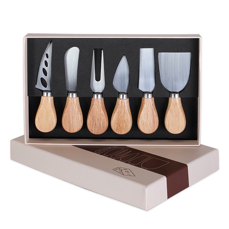 Cross-border in-stock gift box of 6 pieces, cheese knife set, knife and fork tableware, butter knife, spatula box, cheese knife Item Picture