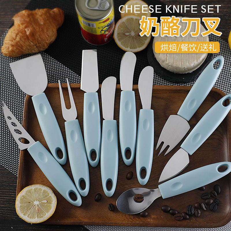 Cross-border new Western-style tableware such as spoons, bread, desserts, fruits, knives and forks, stainless steel, butter, cheese knives and cheese knives Specification drawing