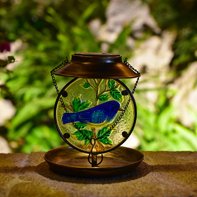Cross-border solar bird feeder, bird feeder, home decoration, outdoor courtyard lamp, ironwork handicrafts, bird feeder Application Scenario