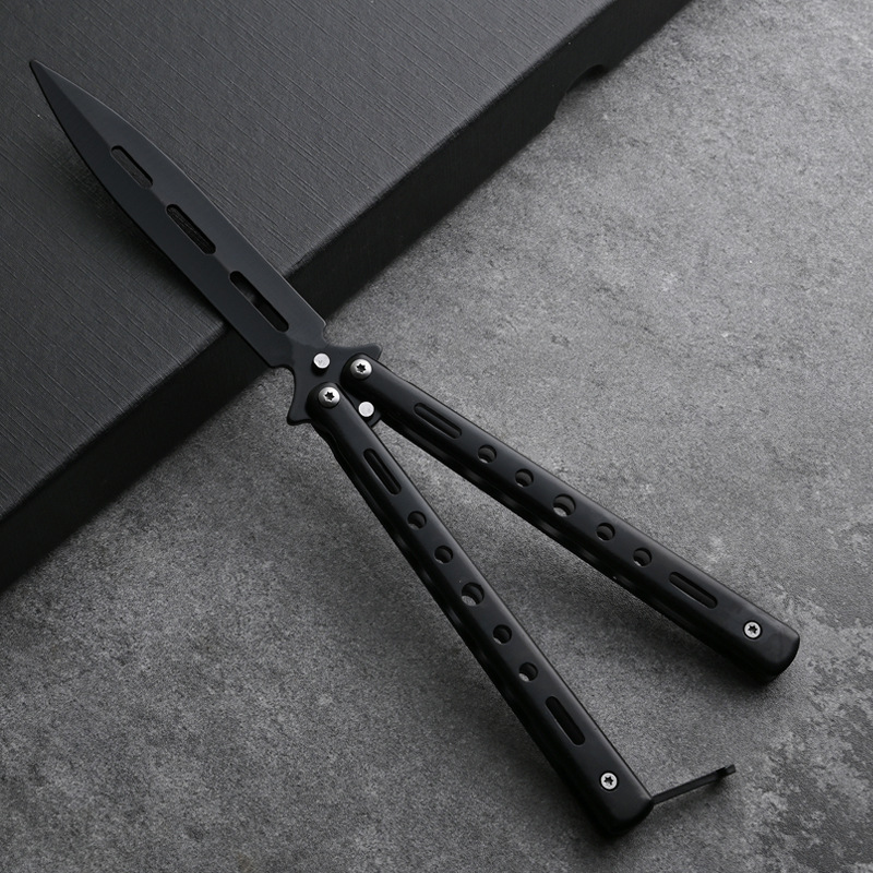 CSGO peripheral butterfly comb, uncut butterfly knife, all-steel folding knife, training hand-swinging fancy toys, playing with small knives details Picture