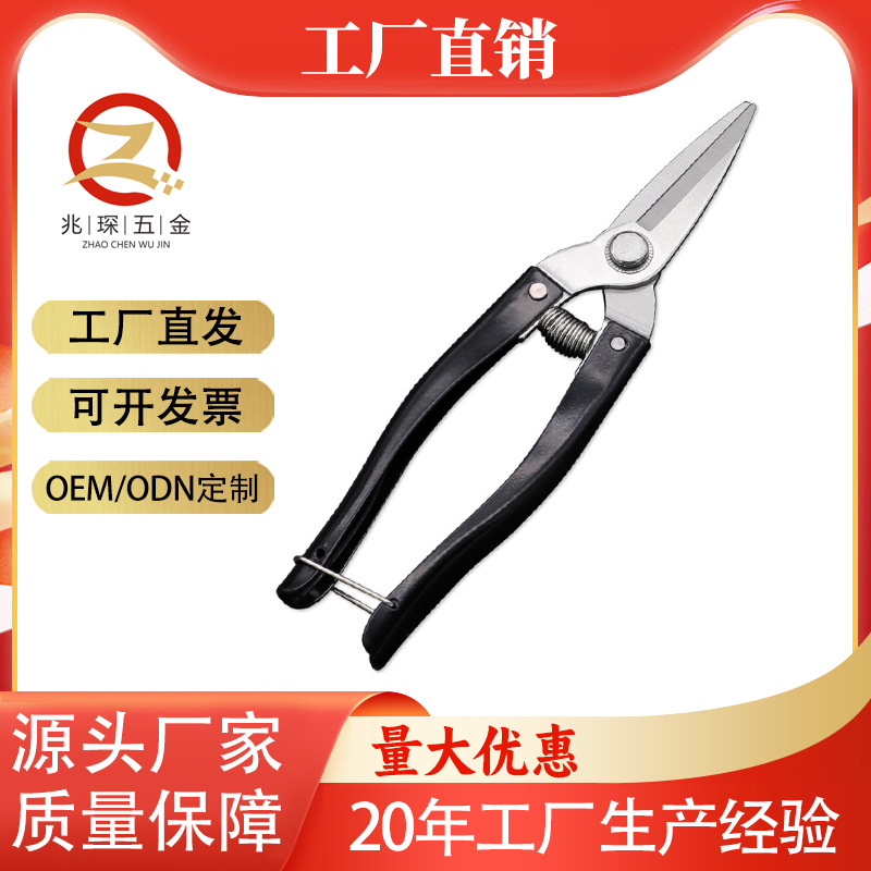 Luoding stainless steel fruit-picking shears, citrus shears, garden pruning shears, extra-large round-head fruit-picking shears, pepper fruit shears full figure