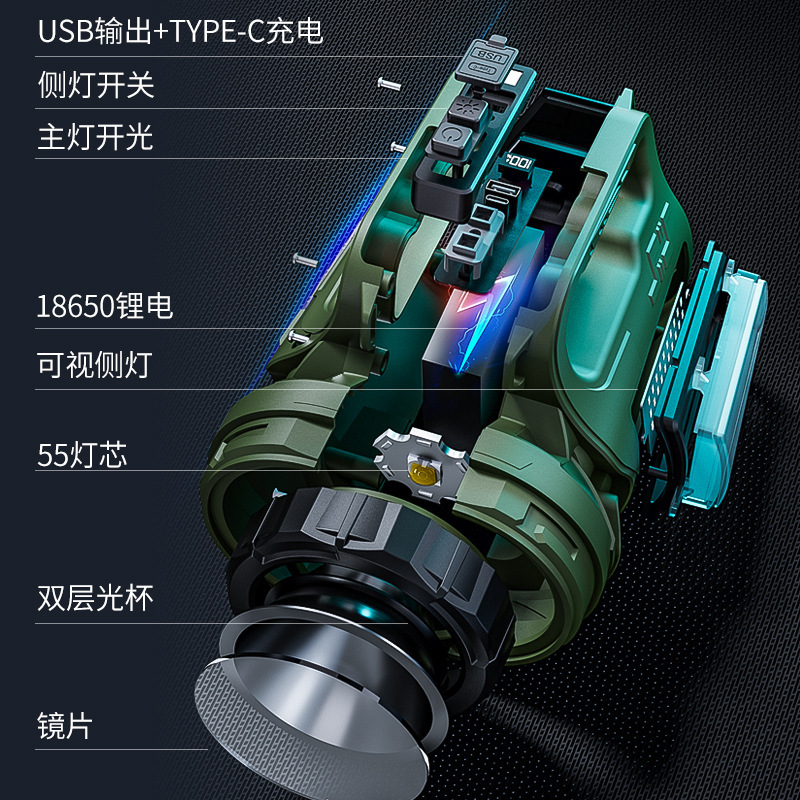 New outdoor long-range high-intensity rechargeable household ultra-bright flashlight with long battery life, large capacity and durable searchlight details Picture