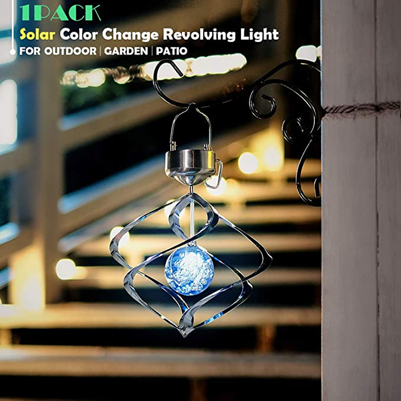 Solar wind chime light, outdoor waterproof courtyard wind rotating light, LED seven-color color-changing light, villa decorative landscape chandelier Specification drawing