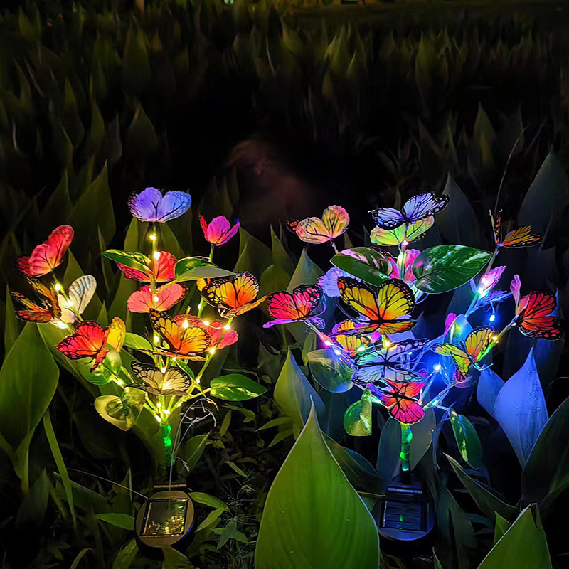 Simulated butterfly solar butterfly flower lanterns, outdoor villa garden decorative lights, courtyard lawn ground insert lights for decoration full figure