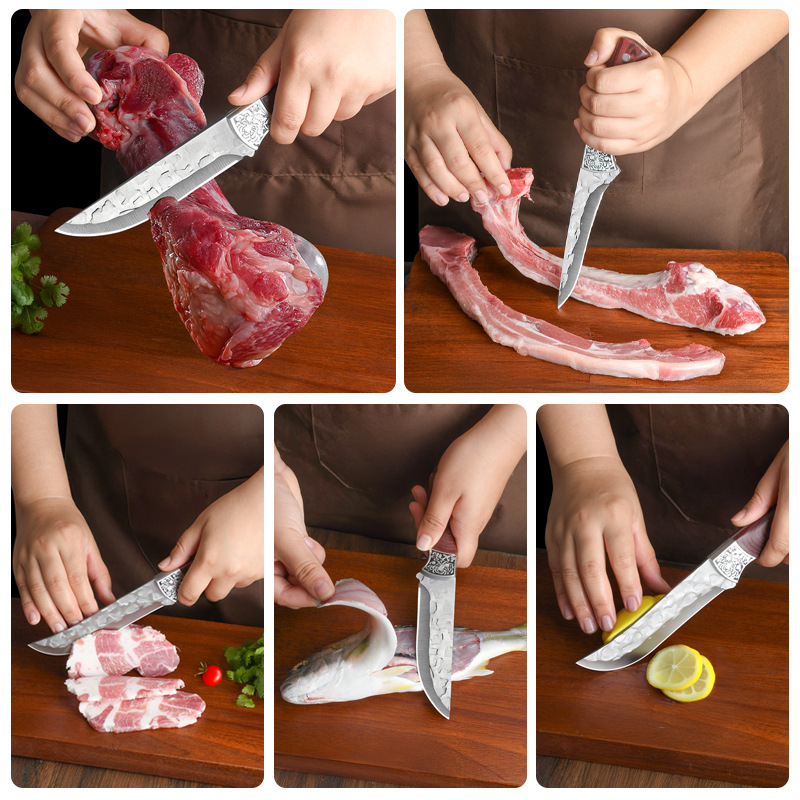 Hand-forged special knives for slaughtering pigs, cattle and sheep, knives for slaughtering pigs, cattle and sheep, cutting knives, stainless steel chef knives, hand-handled meat knives Application Scenario