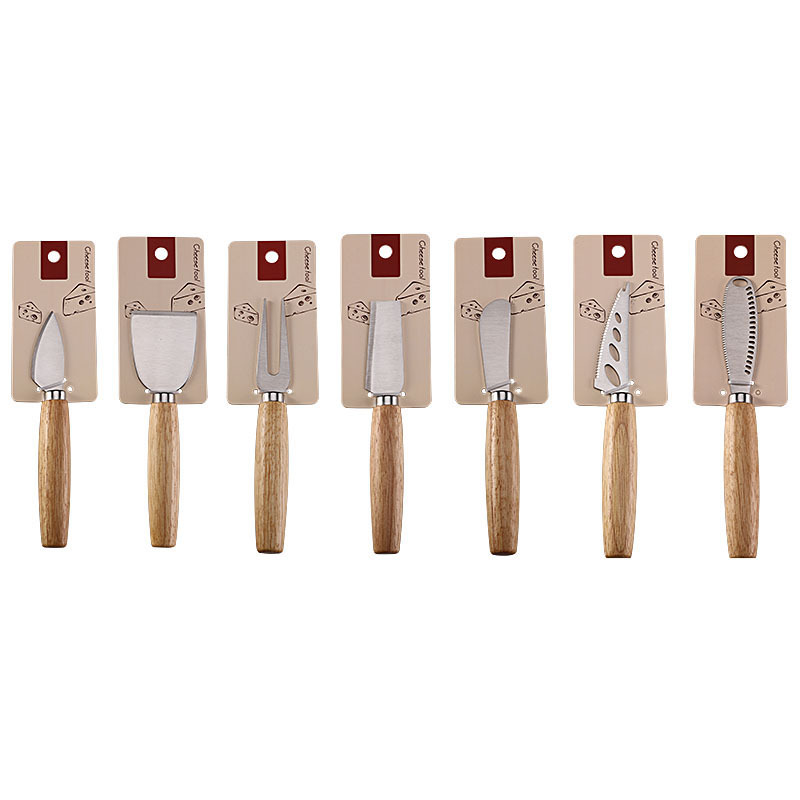Factory stock, card-bound packaging, three-piece cheese knife set, stainless steel butter spatula, spreading knife, cheese knife Item Picture