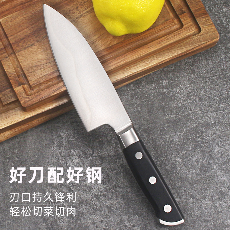 9cr18 three-in-one steel fruit knife, fish killing and storage knife, hotel kitchen knife, slicing knife, kitchen knife, household fruit knife full figure