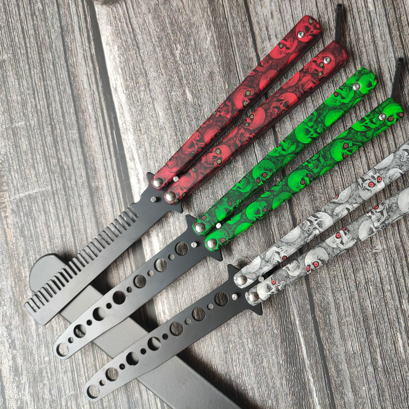 The factory sells ghost-headed butterfly practice slapping knives, CSgo folding skull butterfly combs, training slapping combs, and oil-head combs Specification drawing
